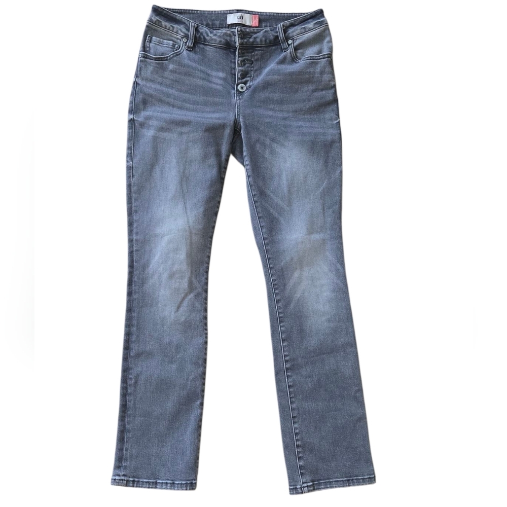 Cabi Women’s Jeans Sz 4 Button Fly Gray Wash Straight Leg Denim